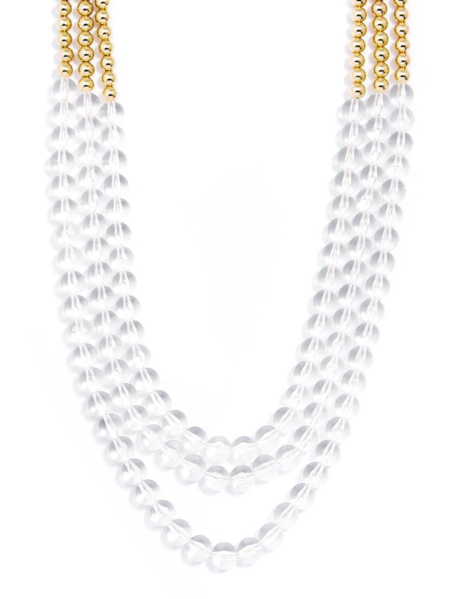 Beaded Lucite And Gold Long Necklace