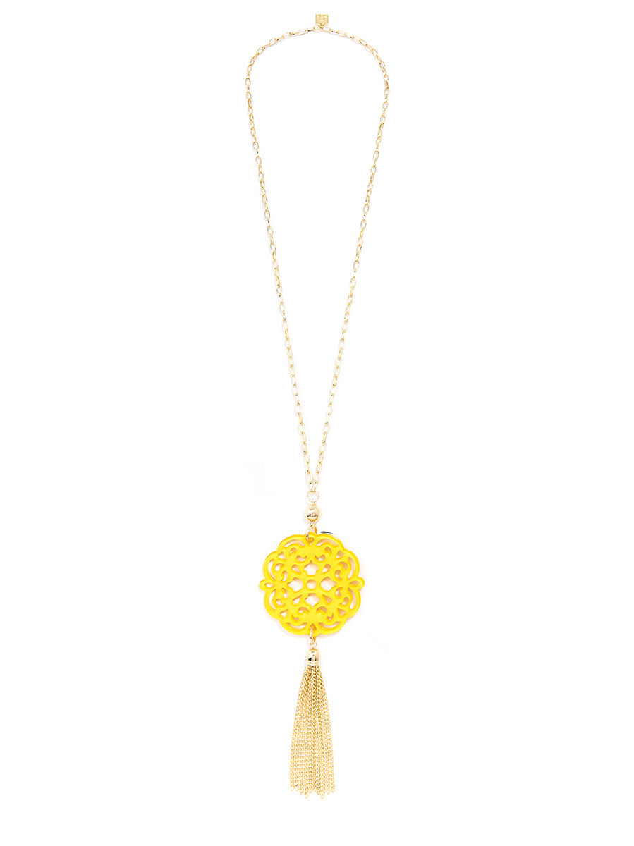 Allure Resin Pendant Necklace with Tassel