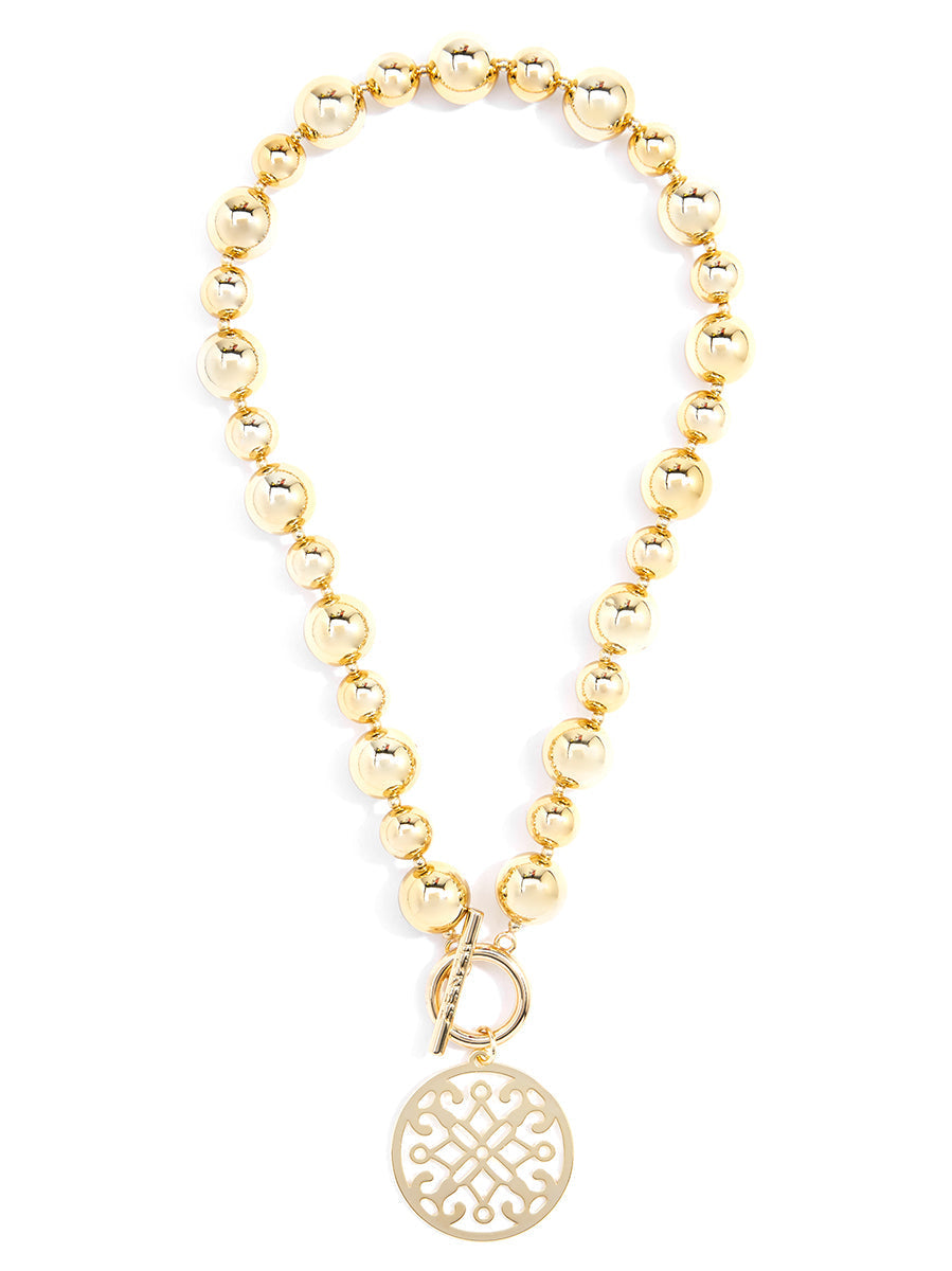 Metal Ornate Pendant Necklace