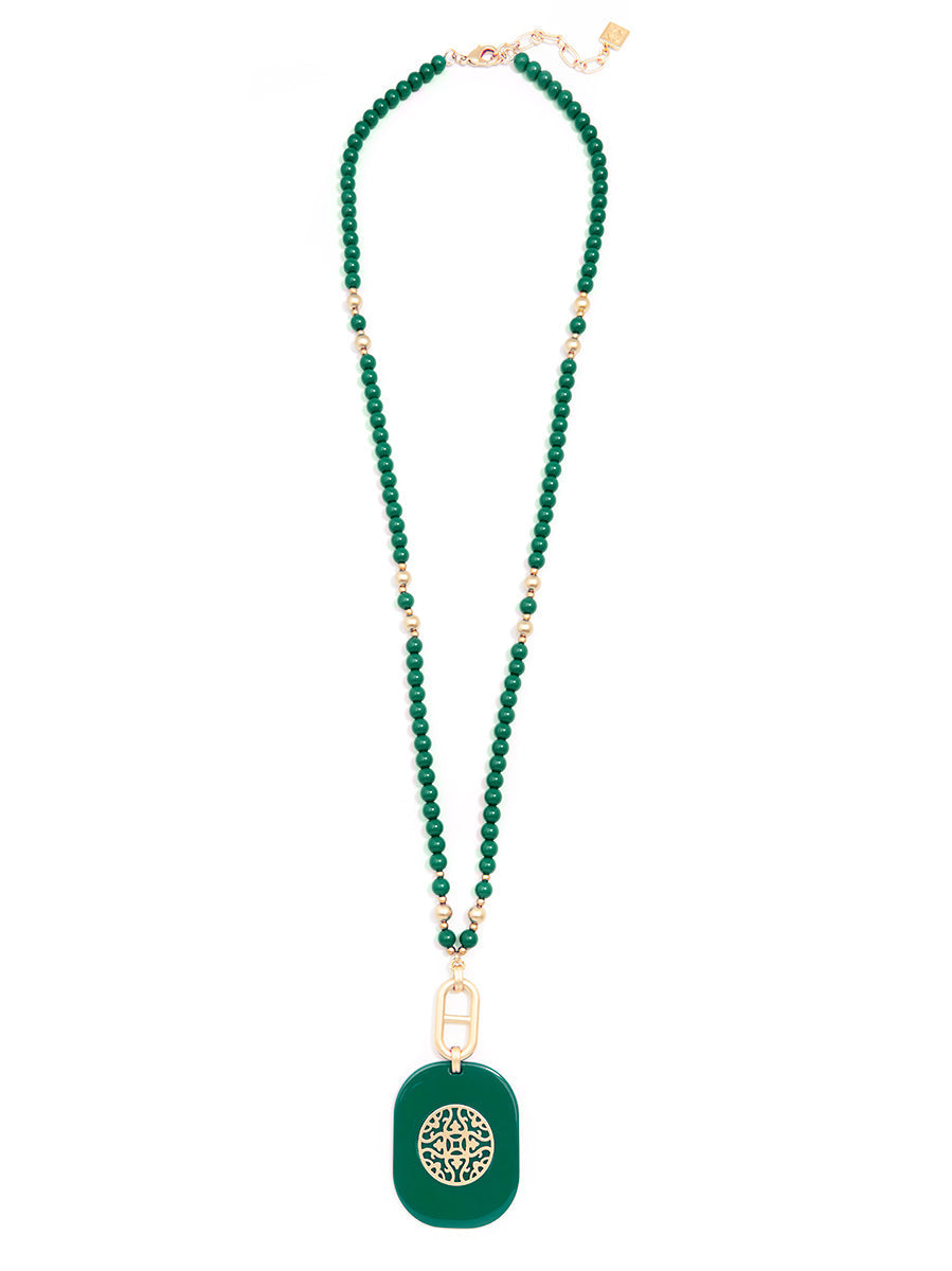 Heather Beaded Pendant Long Necklace