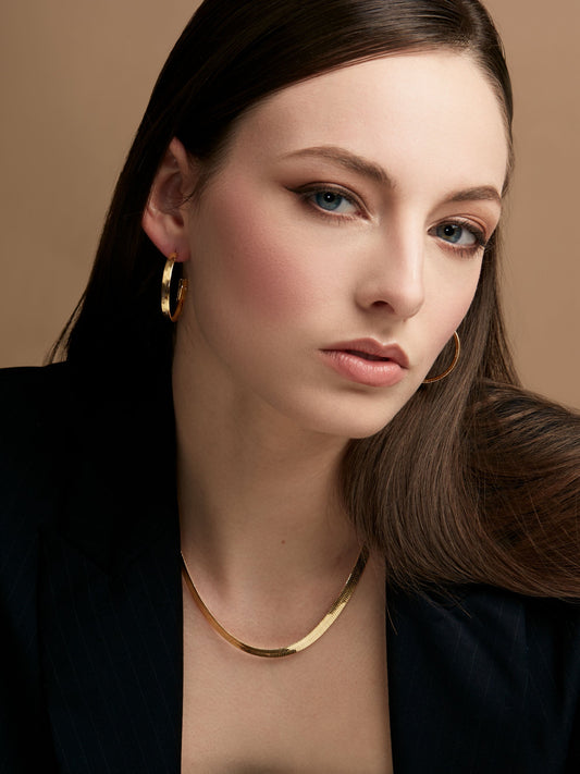 Herringbone Chain Hoop Earring