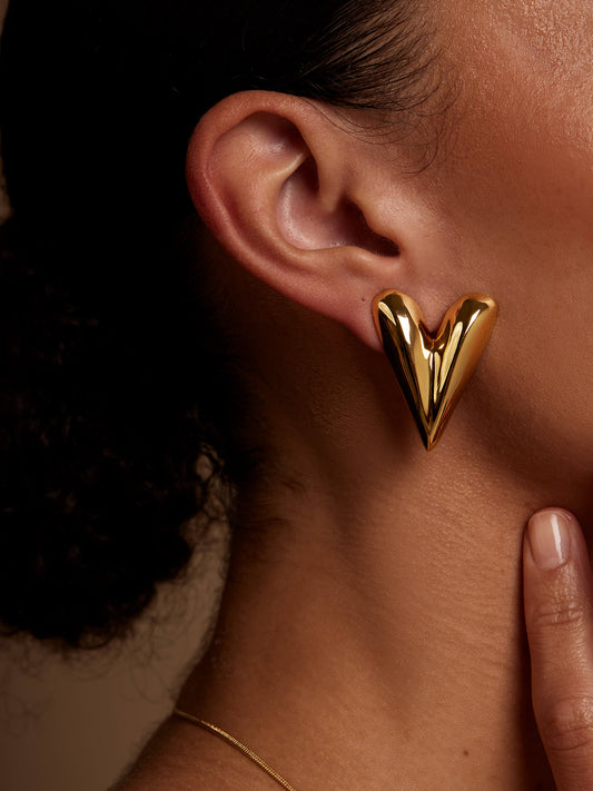Puffy Textured Heart Drop Earring