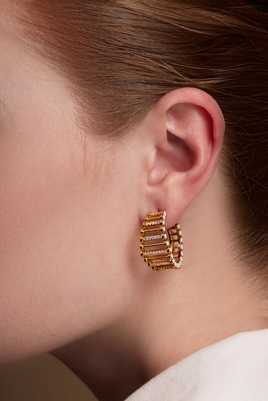 Pavé Two Dimentional Hoop Earring
