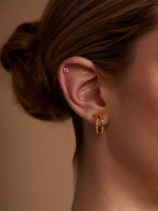 Textured Twin Hoop Clip-On Earring