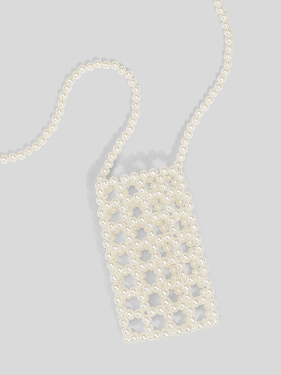 Pearl Mesh Phone Crossbody Bag