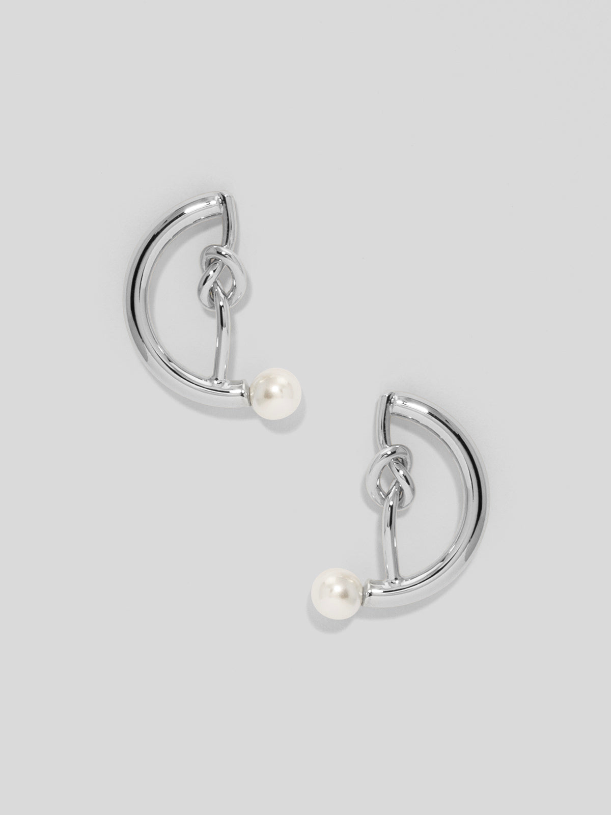 Knotted Half Moon Pearl Earring