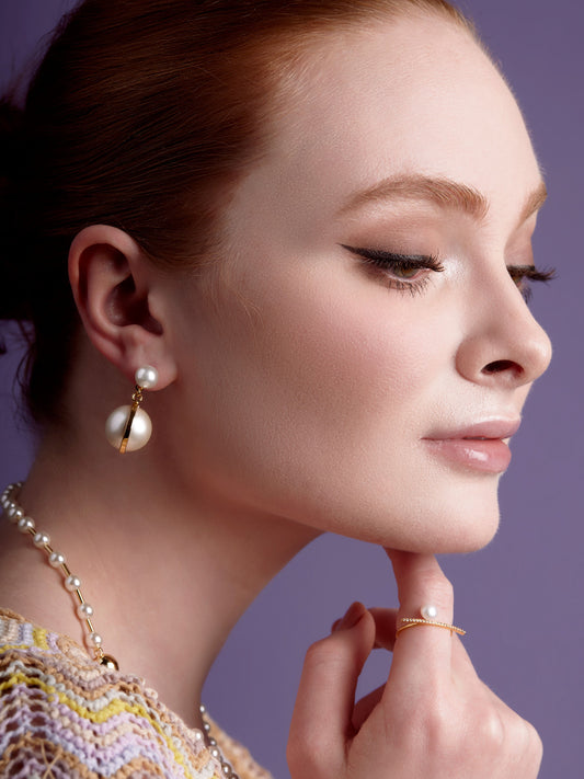 Dual Pearl Drop Earring