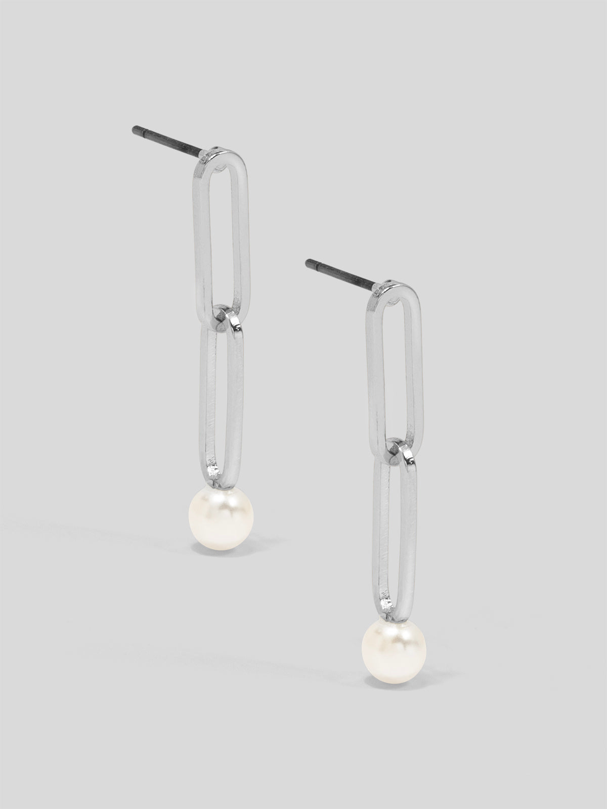 Double Chain Pearl Drop Earring