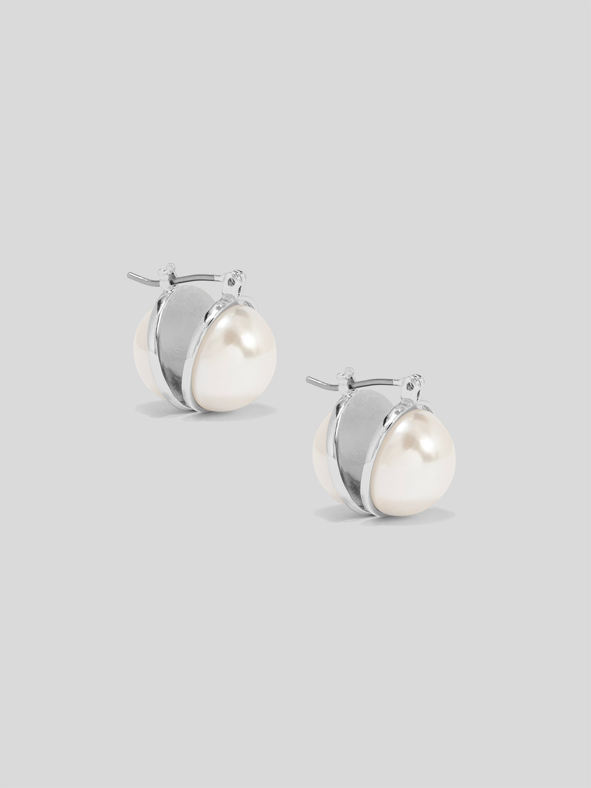 Double Side Half Pearl Hoop Earring