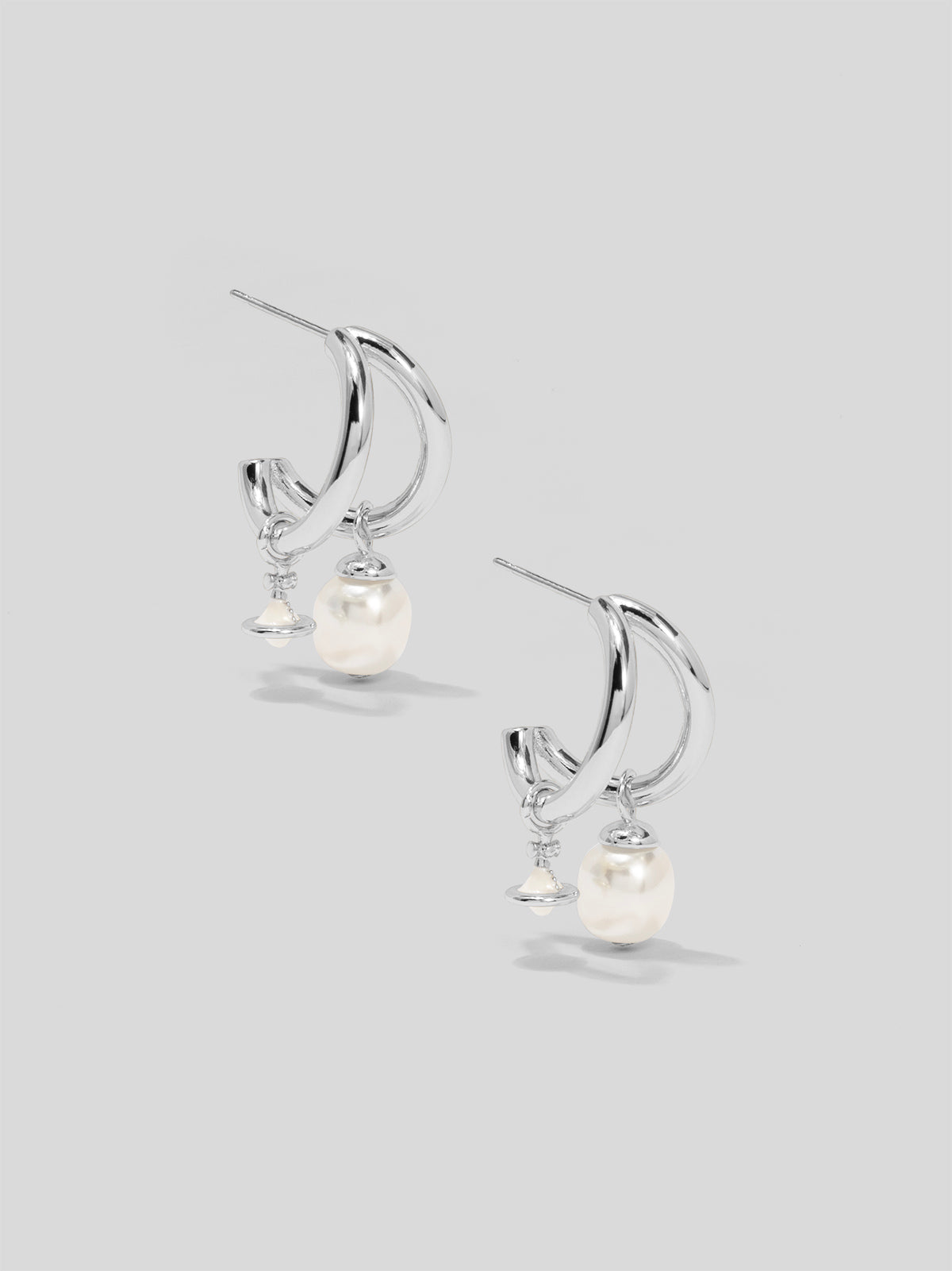 Double Hoop Saturn Charm Huggie Earring