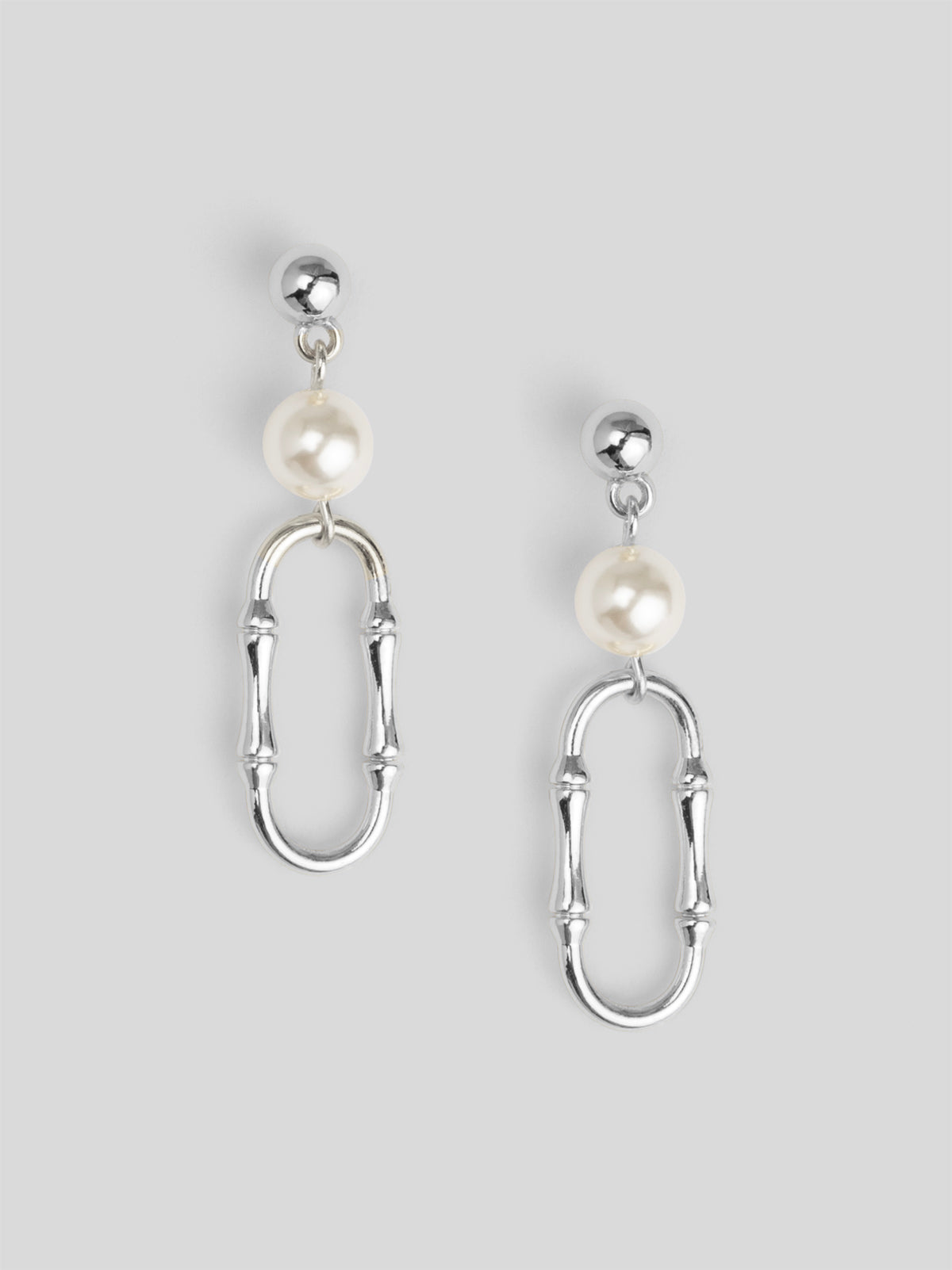 Bamboo Link Pearl Drop Earring