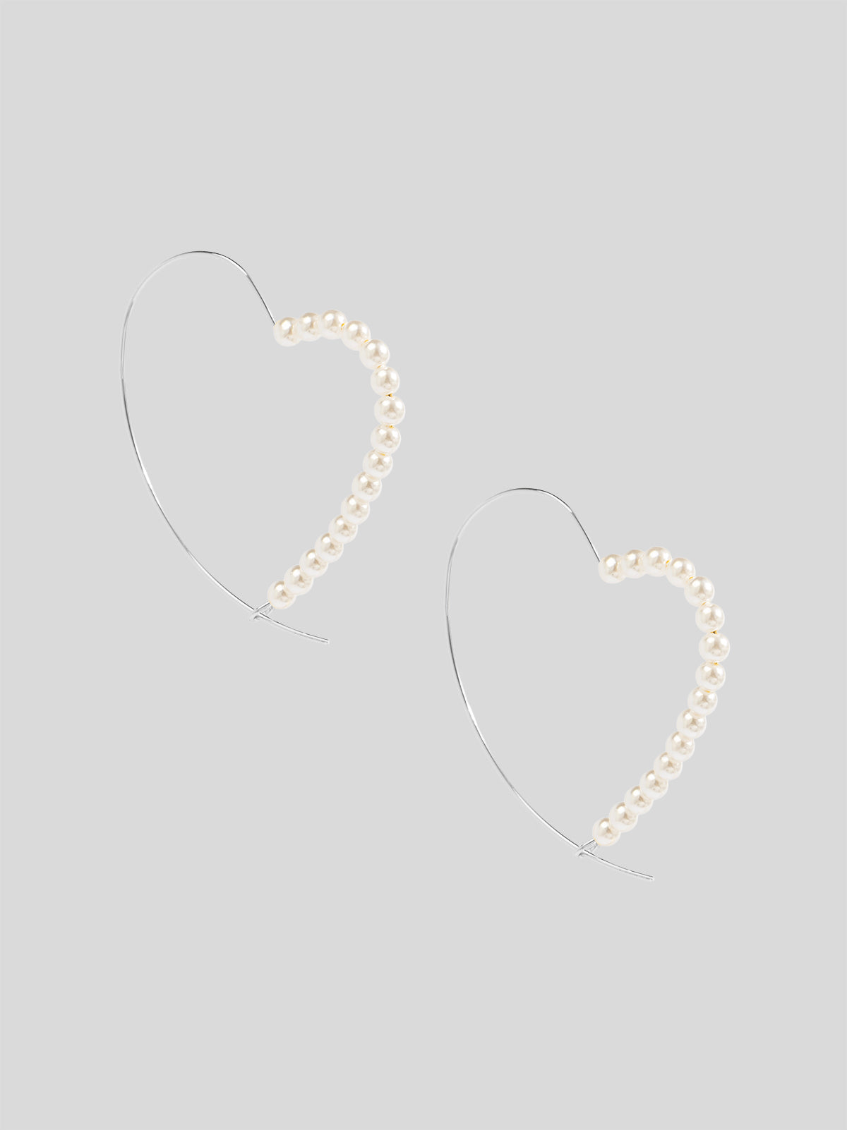 Heartline Pearl Wire Hoop Earring