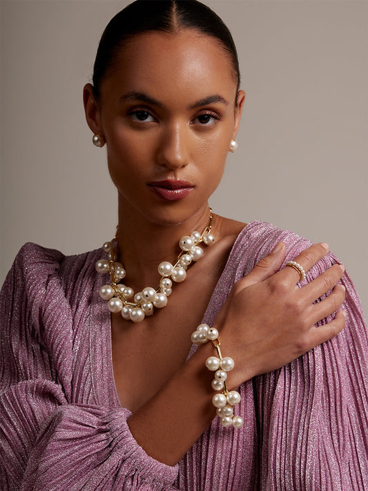 Pearl and Chain Collar Necklace