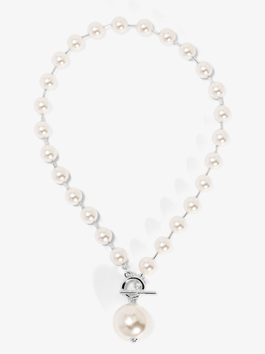 Pearl Beaded Collar Necklace with Tube Spacers