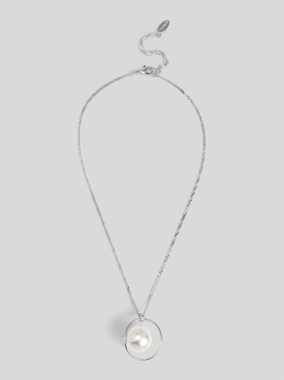 Encircled Pearl Charm Pendant Necklace