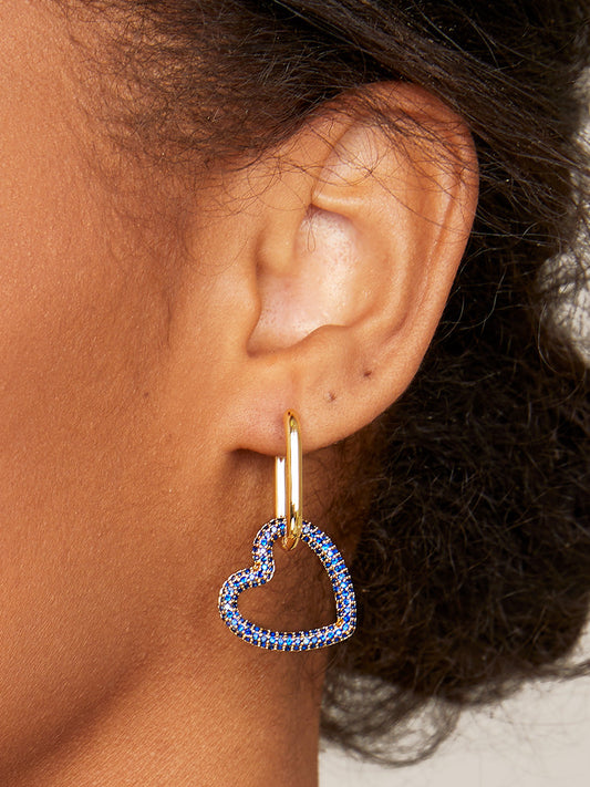 Crystal Heart Link Drop Earring