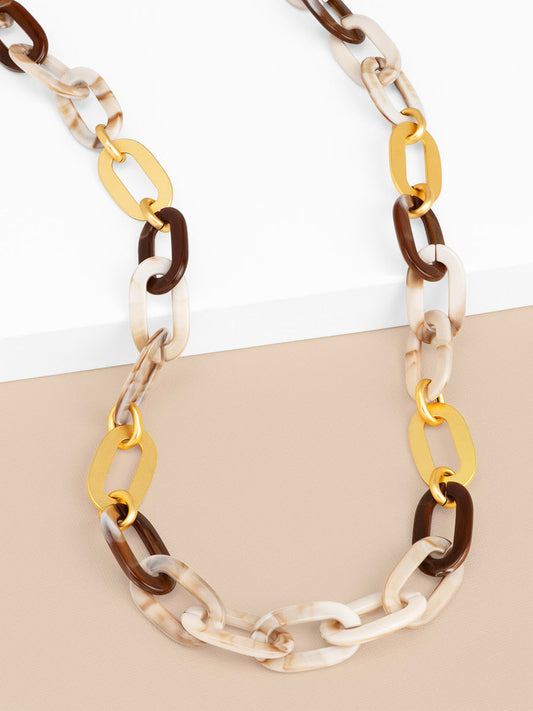 Isla Marbled Link Long Necklace