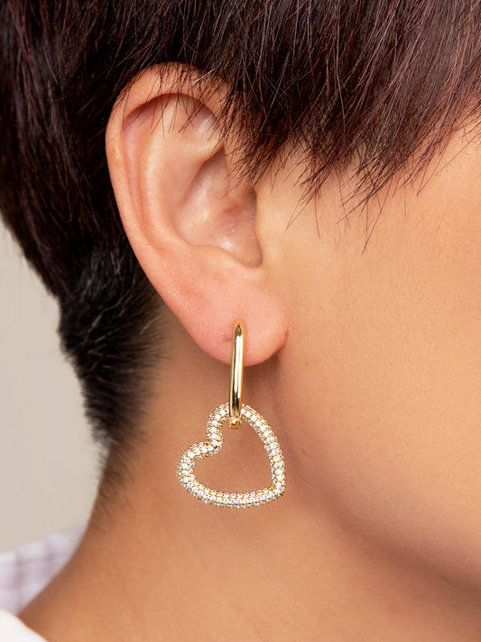 Classic Crystal Heart Link Drop Earring