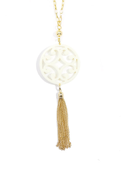Circle Scroll Tassel Necklace