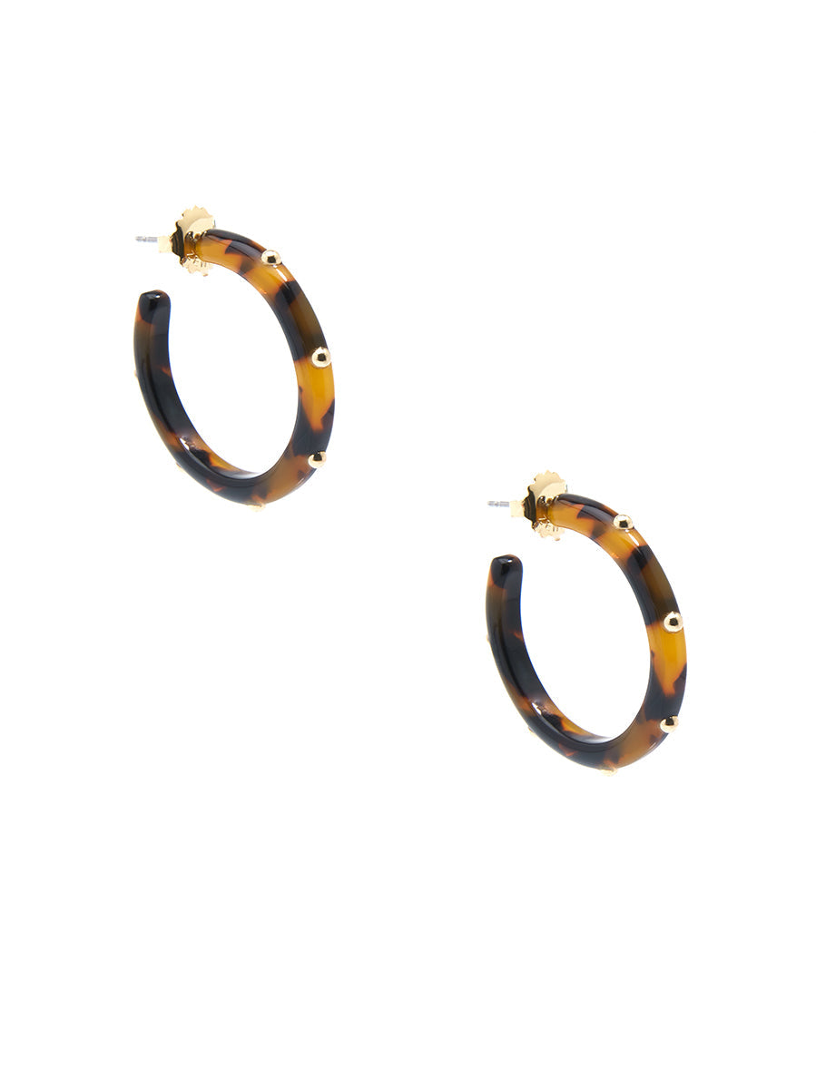 Small Tortoise Studded Hoop Earring