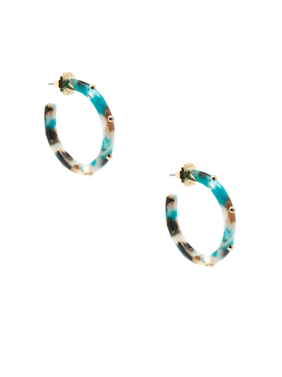 Small Tortoise Studded Hoop Earring