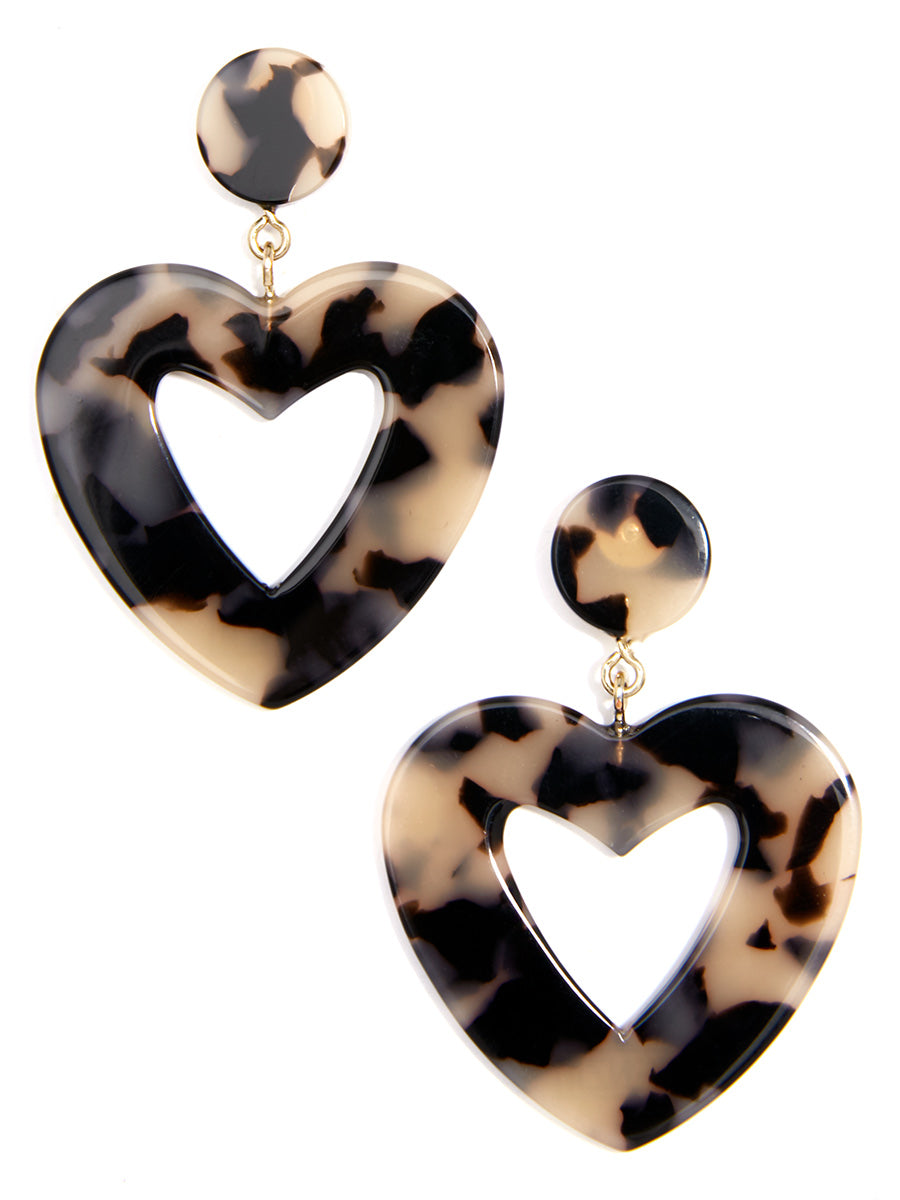 Acetate Heart Drop Earring