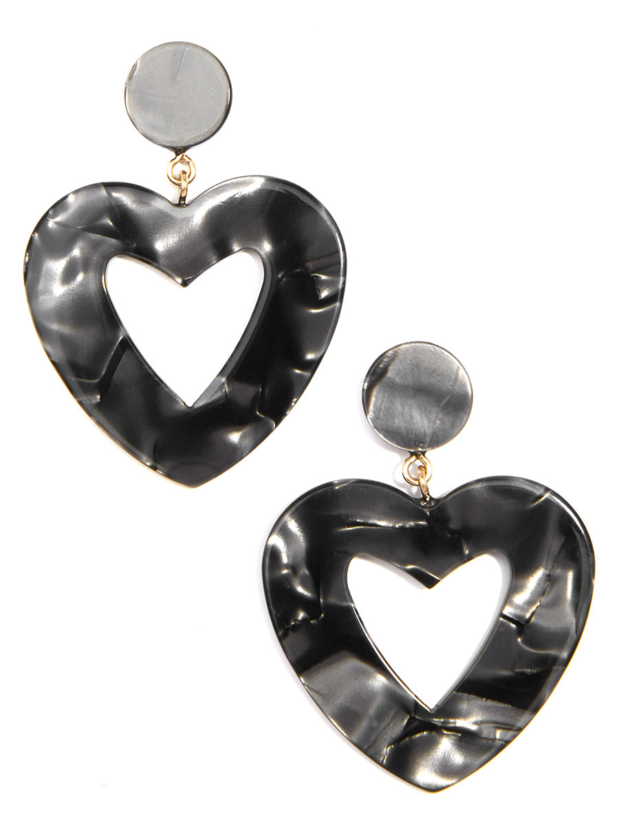 Acetate Heart Drop Earring