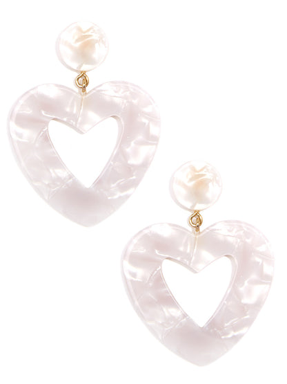 Acetate Heart Drop Earring