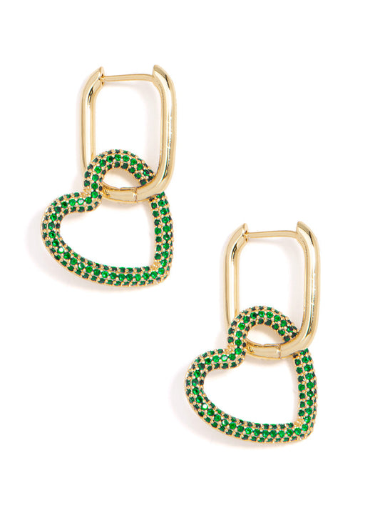 Crystal Heart Link Drop Earring