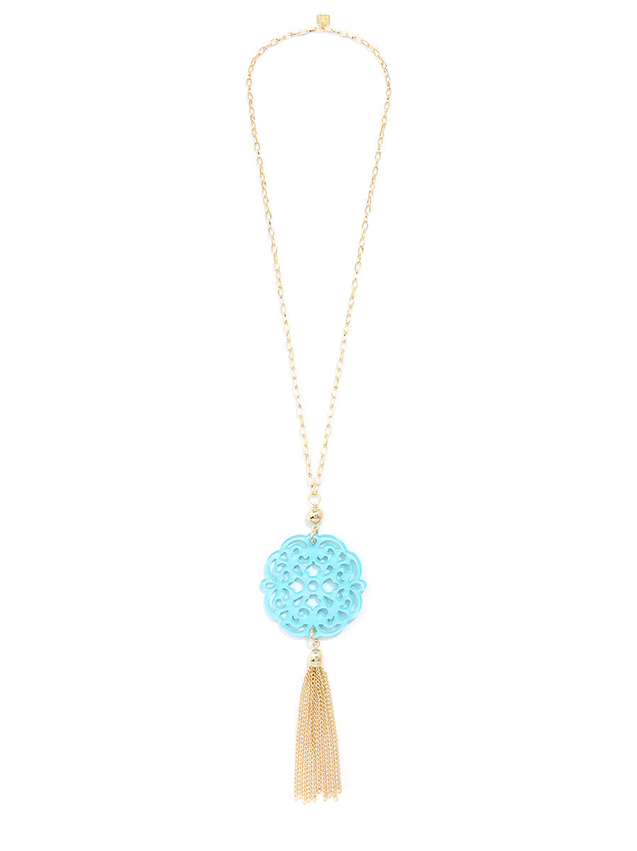Allure Resin Pendant Necklace with Tassel