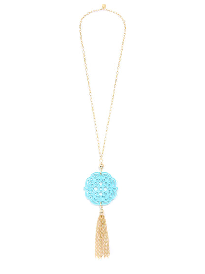 Allure Resin Pendant Necklace with Tassel