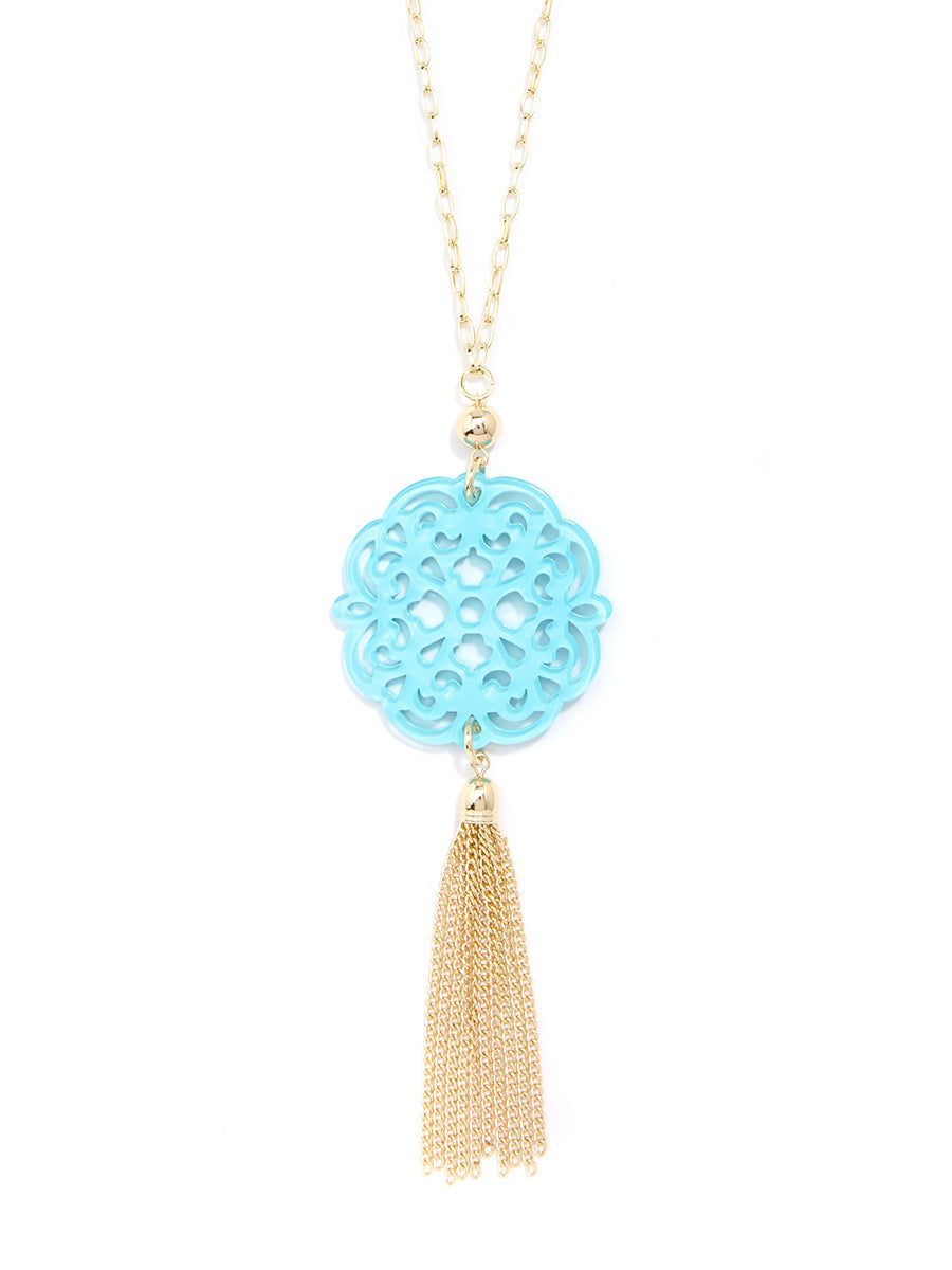 Allure Resin Pendant Necklace with Tassel