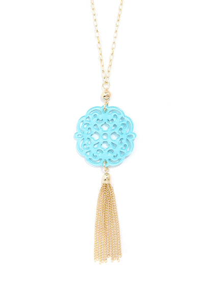 Allure Resin Pendant Necklace with Tassel