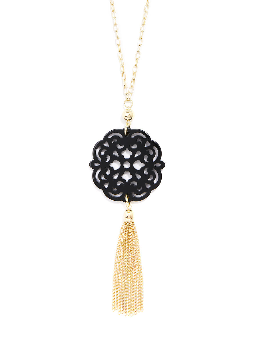 Allure Resin Pendant Necklace with Tassel