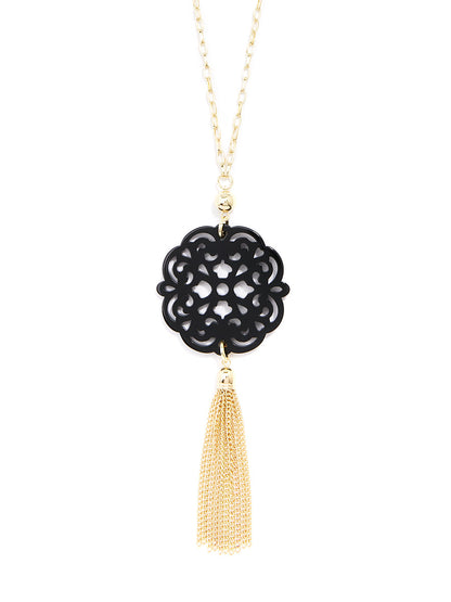 Allure Resin Pendant Necklace with Tassel