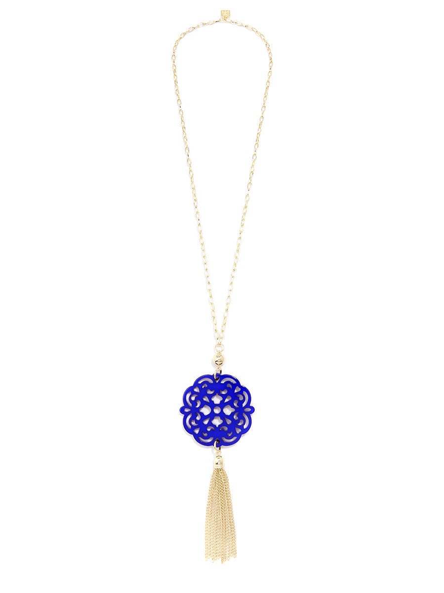 Allure Resin Pendant Necklace with Tassel