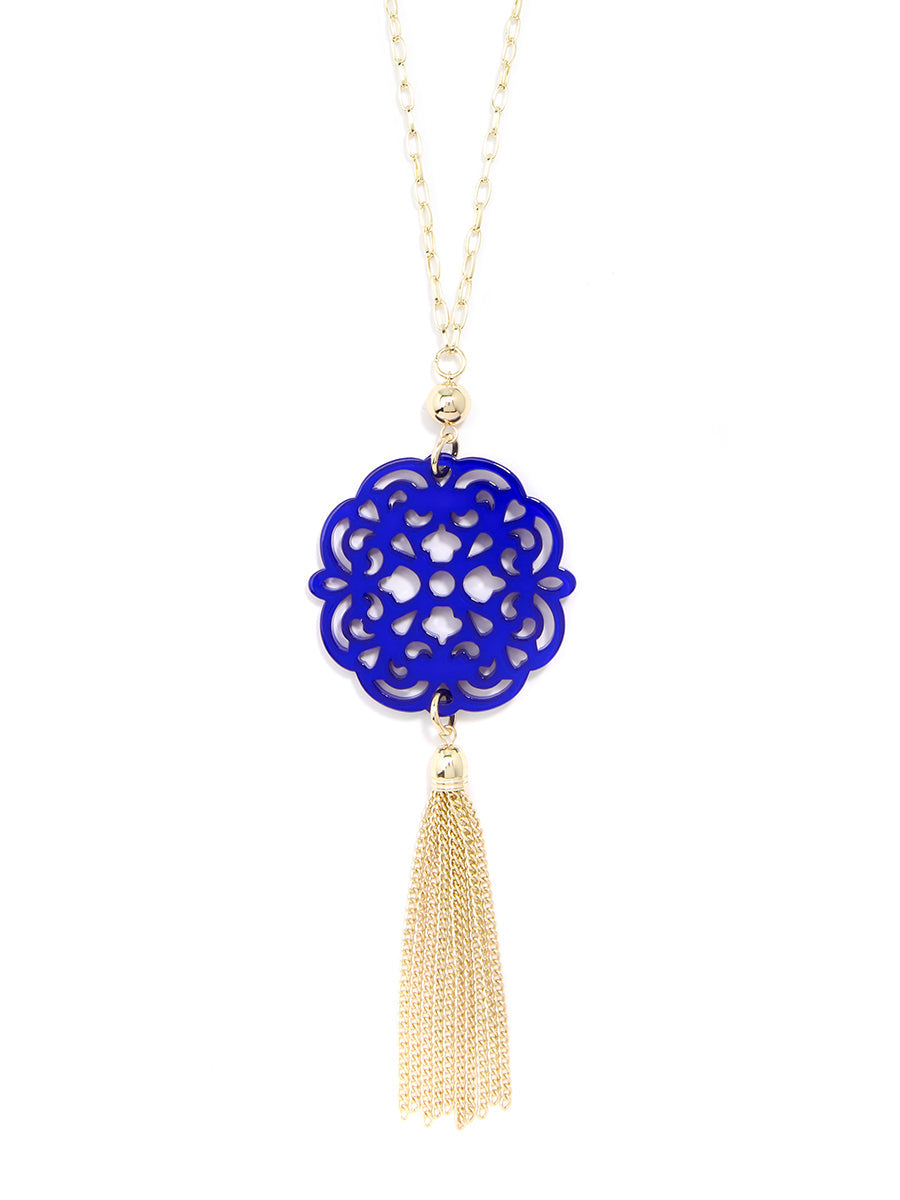 Allure Resin Pendant Necklace with Tassel