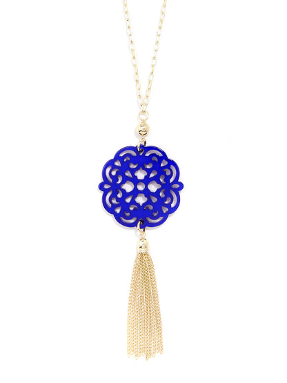 Allure Resin Pendant Necklace with Tassel