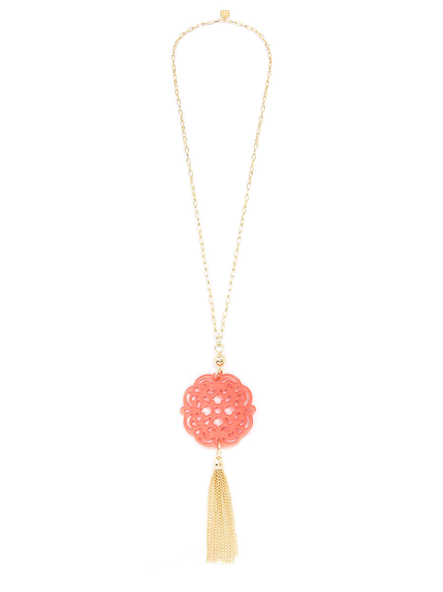 Allure Resin Pendant Necklace with Tassel