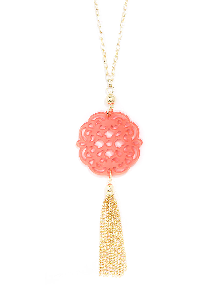 Allure Resin Pendant Necklace with Tassel