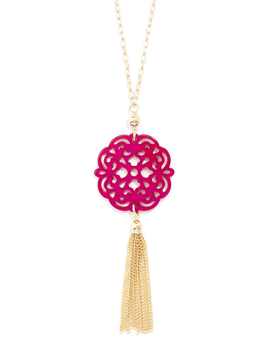 Allure Resin Pendant Necklace with Tassel
