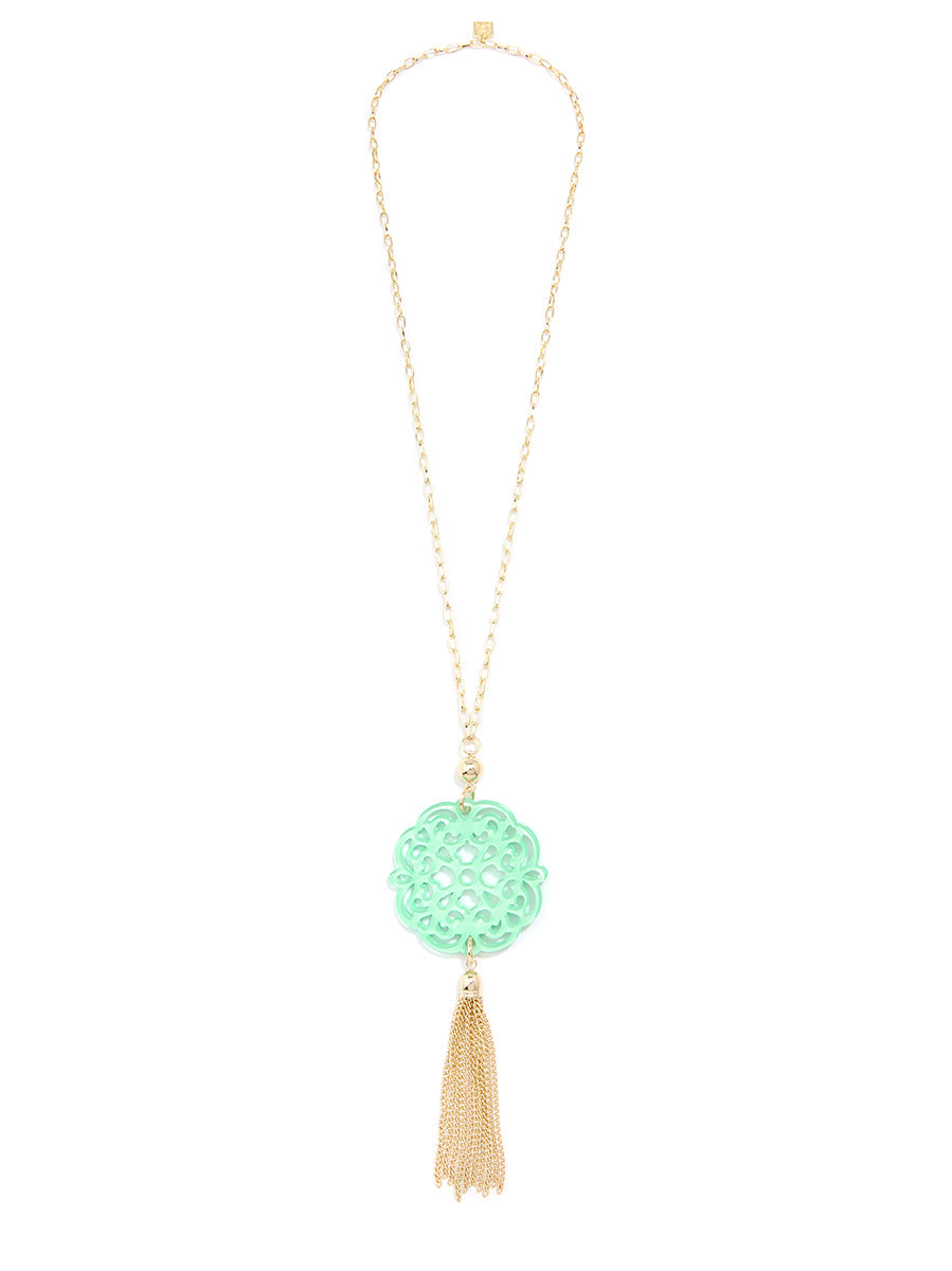 Allure Resin Pendant Necklace with Tassel