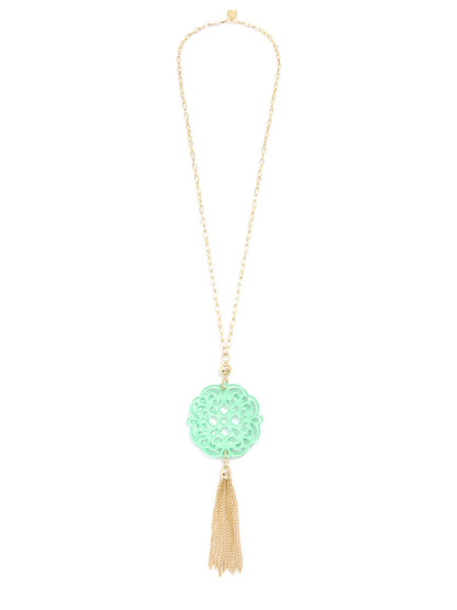 Allure Resin Pendant Necklace with Tassel