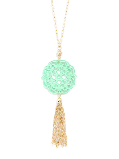 Allure Resin Pendant Necklace with Tassel