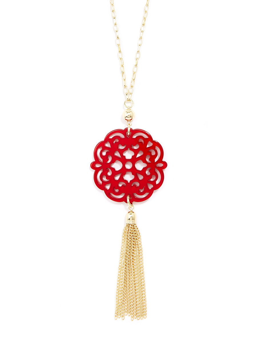Allure Resin Pendant Necklace with Tassel