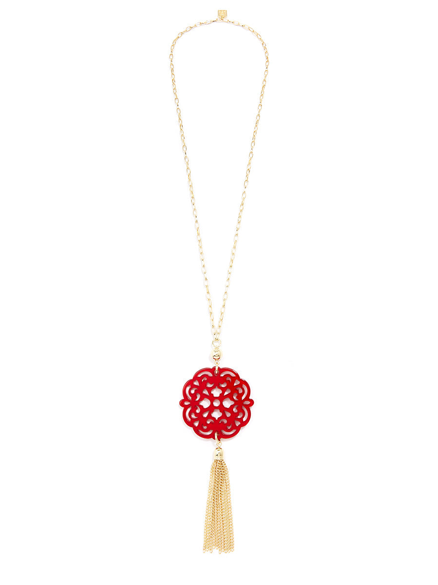 Allure Resin Pendant Necklace with Tassel