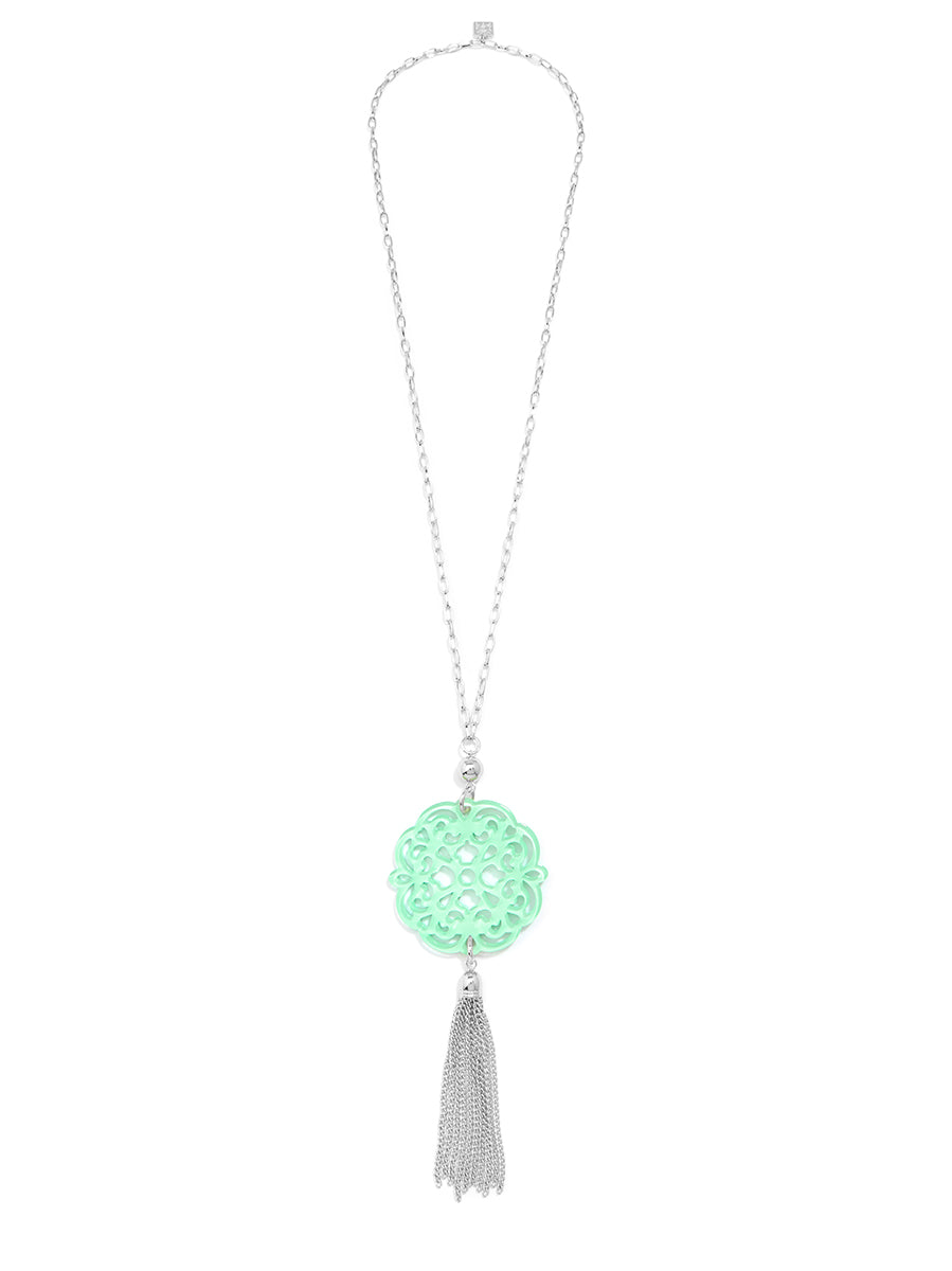 Allure Resin Pendant Necklace with Tassel