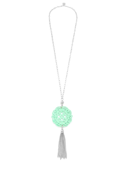 Allure Resin Pendant Necklace with Tassel