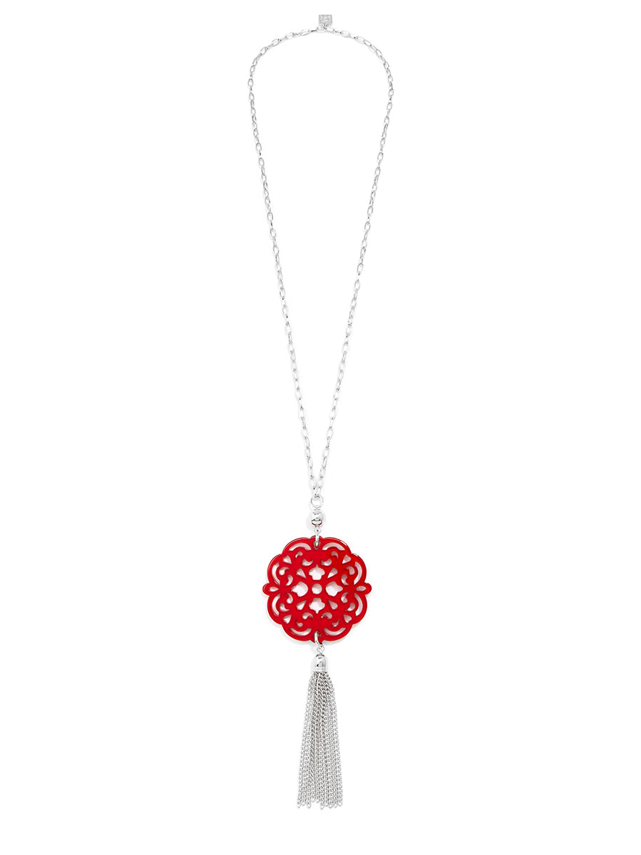 Allure Resin Pendant Necklace with Tassel