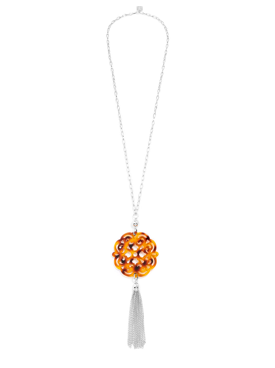 Allure Resin Pendant Necklace with Tassel